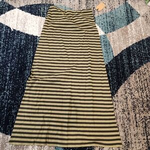 Billabong Stretch Pencil Midi Skirt Olive Green Black Striped Womens Large NWT